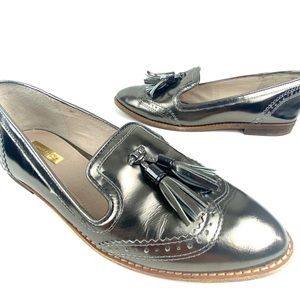 Louise et Cie Metallic Silver Tassel Loafer 9.5